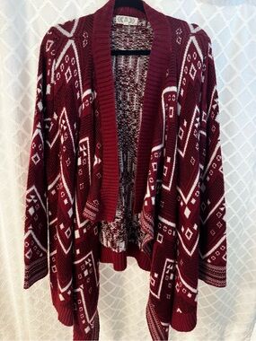 Pink Rose open-front geometric knit cardigan